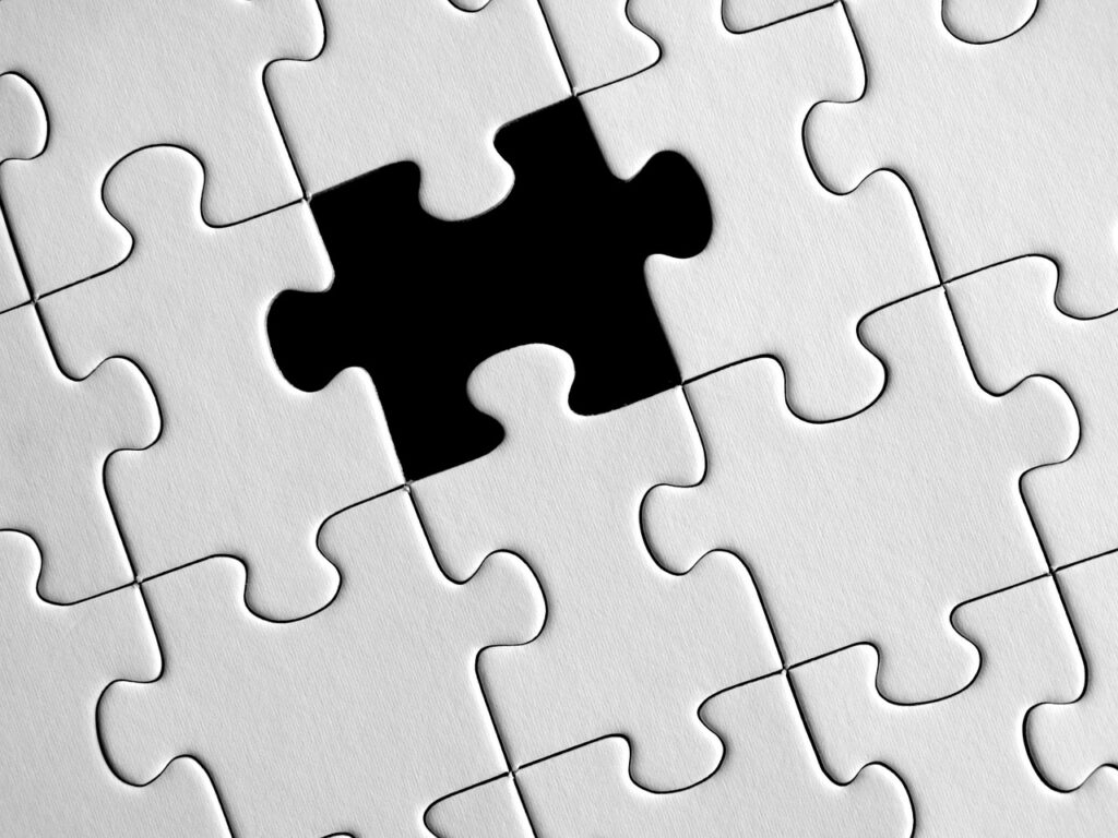 puzzle, missing particle, last piece, delimitation, exact fit, last element, gap, absent, gap, gap, gap, gap, gap, absent